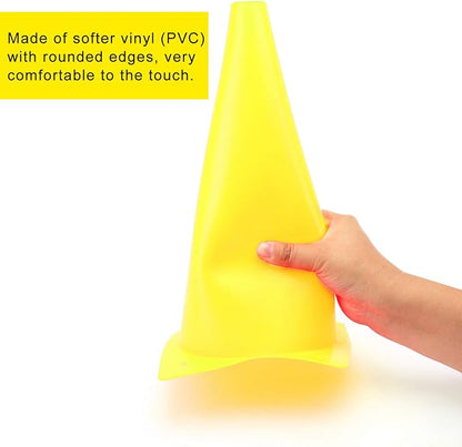 12 Inch Traffic Training Cones, Plastic Safety Parking Cones, Agility Field Marker Cones for Soccer Basketball Football Drills Training, Outdoor Sport Activity & Festive Events - 6 Colors