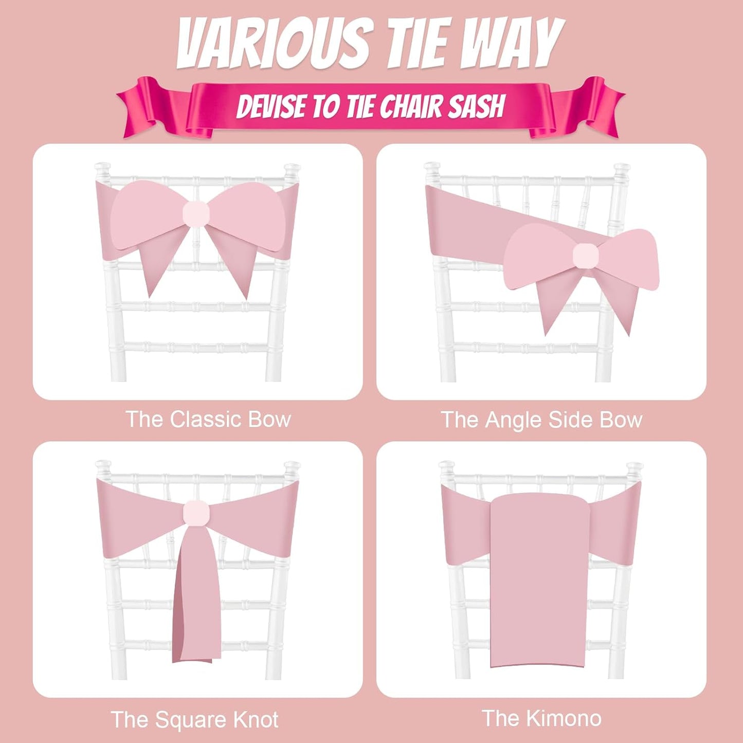 10 PCS Burgundy Satin Chair Sashes Bows Universal Chair Ribbon Ties Back Sash for Wedding Party Reception Events Banquets Hotel Event Chair Cover Decoration (7x108 inch)