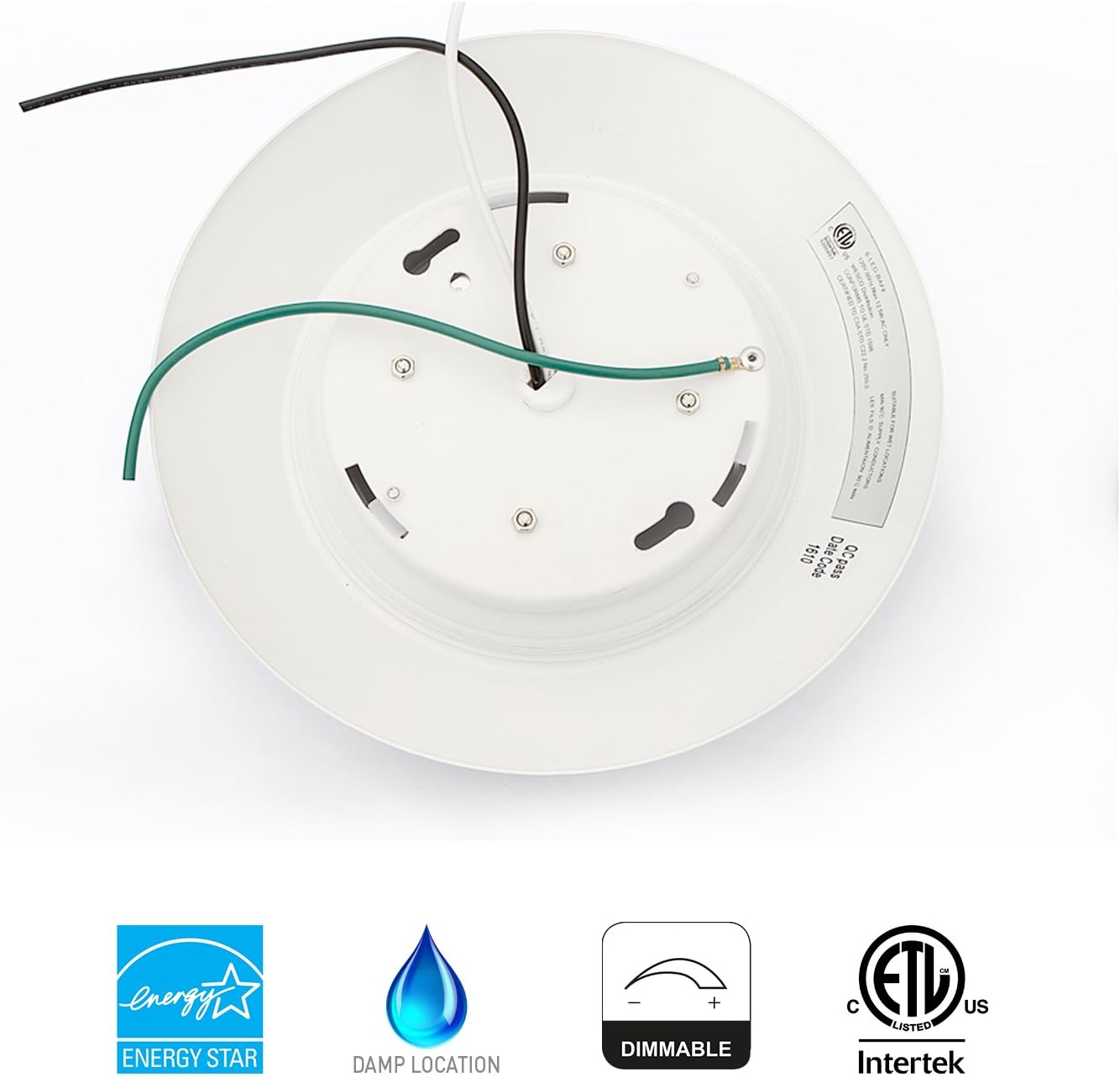 10 Packs 4 Inch LED Low Profile Recessed & Surface Mount Disk Light, Round, 10W, >600 Lumens, 5000K Day Light White, CRI80, DOB Design, Dimmable, ETL Listed, White