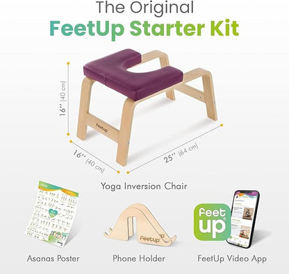 FeetUp - The Original Yoga Headstand Bench, Vegan Handstand Trainer Bench and Stand, Strength Training Inversion Equipment for Relaxation and Strength, Includes App & Starter Kit, #1 Worldwide
