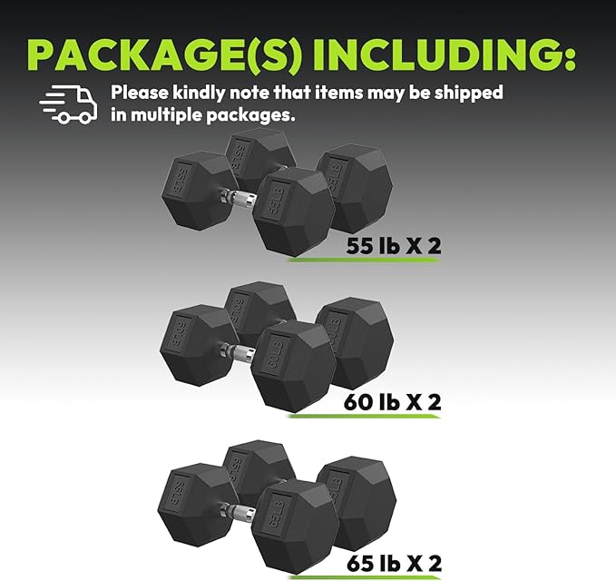 Hex Dumbbell Set, 30-480 lb Set Rubber Encased Exercise & Fitness Dumbbells, Weights Dumbbells Set, Hand Weight for Strength Training