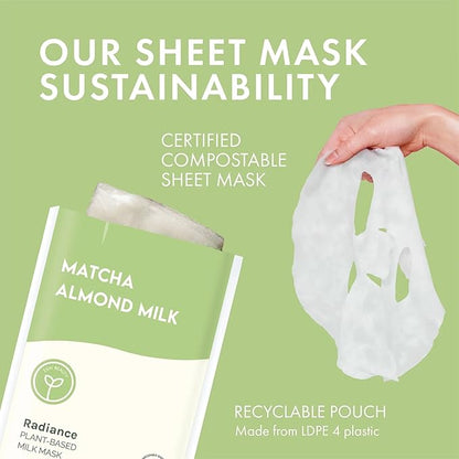 ESW Beauty Matcha Almond Milk - Radiance Plant-Based Milk Face Mask - Revitalizing with Matcha Green Tea & Sweet Almond for Dull, Uneven Skin - Awakens & Revitalizes