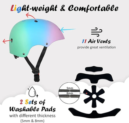 Kids Bike Helmet, Adjustable and Multi-Sport, from Toddler to Youth, 3 Sizes