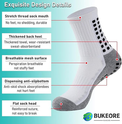 2 Set Anti-Slip Grip Soccer Socks with Shin Guard Sleeves, Sports Athletic Socks for Men Women