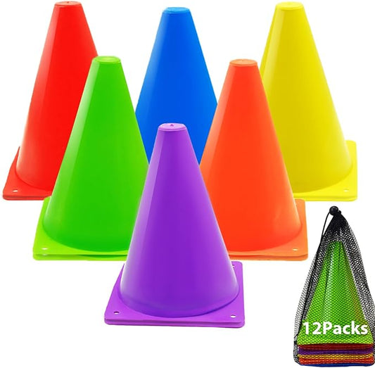 12/24/48Pcs Soccer Cones,7" or 9" Soccer Cones for Training, Multicolor Cones Sports Soccer Training Cones, Field Cones for Skating Basketball Football Drills Practice