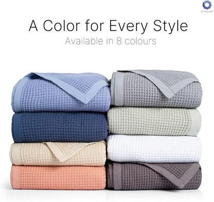 GOTS Certified Organic Cotton Waffle Weave Blanket, Twin Bed Size, 66"X90"Cozy Throw Blanket for Couch, Modern Home Decor, Throw Blankets,Waffle Blanket & Soft Bed Blankets -Charcoal Grey