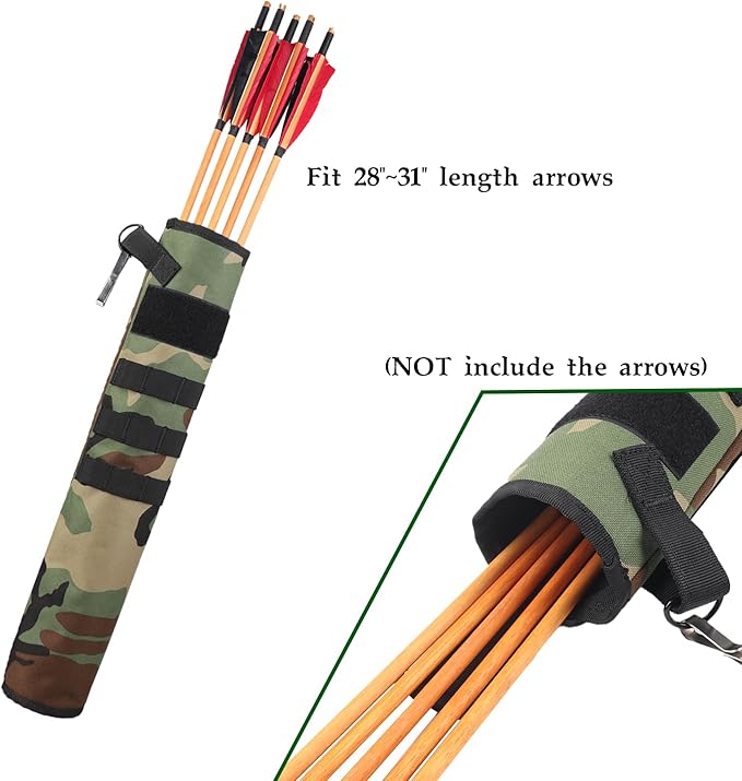 KRATARC Archery Lightweight Back Arrow Quiver Dual Use Foldable Compact Hip Arrows Bag with Molle System Hanged for Target Shooting