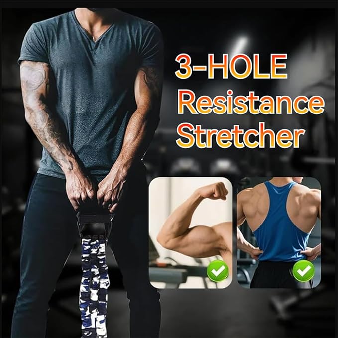 Natural Latex 3-Hole Resistance Stretcher, 2025 New Chest Expander Stretch Bands for Men, High Elasticity & Tear Resistant Exercise Bands with Handles, Full-Body Basic Training