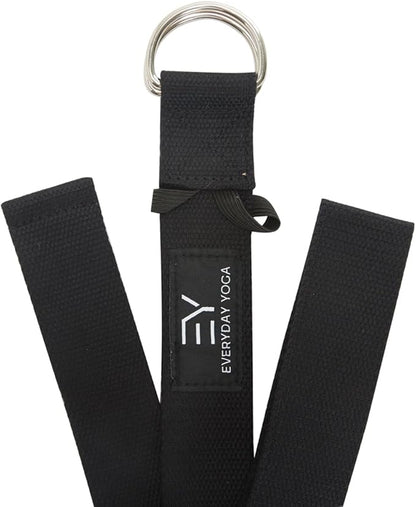 Everyday Yoga Super Strong Strap with Metal D-ring Buckle - Improve Flexibility, Stretching, and Physical Therapy Fitness.