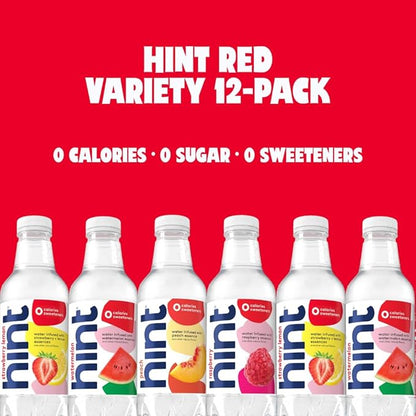 Hint Bottled Water, Red & White Variety Pack Bundle - Purified Flavored Water with Zero Calories, Sugar Free, Natural Flavors - 16 Fl Oz (Pack of 24)