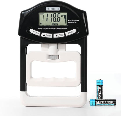 Handeful Grip Strength Tester Trainer - Dynamometer Handgrip Measurer Meter, Handheld Strengthener Exerciser for Sports, School, and Home Use (198Lbs / 90Kgs)