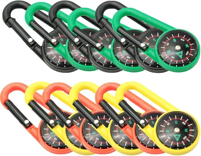 12Pcs Carabiner Compass for Kids Compass Hiking Mini