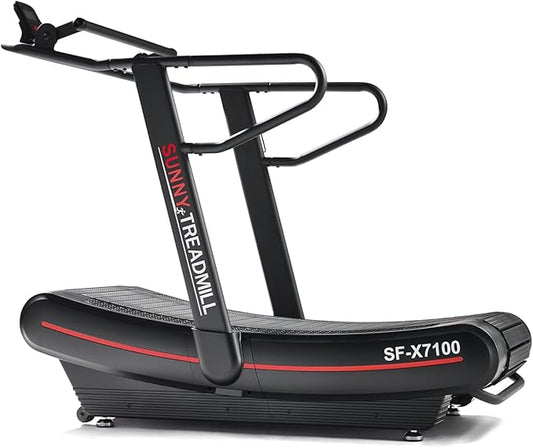 Sunny Health & Fitness Premium Manual Treadmill – Non-Motorized, Heavy-Duty, Commercial-Grade, Adjustable Handlebar, for Endurance Training, Optional 8-Level Magnetic Assistance & Free SunnyFit App