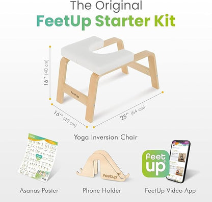 FeetUp - The Original Yoga Headstand Bench, Vegan Handstand Trainer Bench and Stand, Strength Training Inversion Equipment for Relaxation and Strength, Includes App & Starter Kit, #1 Worldwide