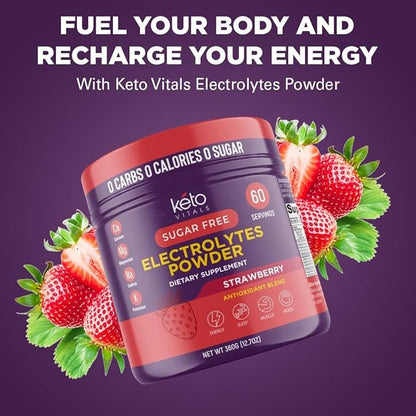 Keto Vitals Antioxidant Electrolytes Powder - Blend Electrolytes with Potassium, Magnesium, Sodium, Calcium | Keto Electrolytes Supplement Energy Drink Mix | Sugar-Free, Zero Calories, Zero Carbs