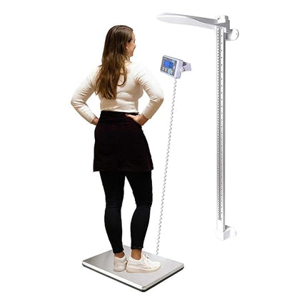 Extra-Wide High Accuracy Digital Physician Scale (440 lb / 200 kg Capacity) + Professional Wall-Mounted Stadiometer (24-82 in / 60-210 cm) - Ideal for Home, Office, Hospital, Gym & Bariatric Use