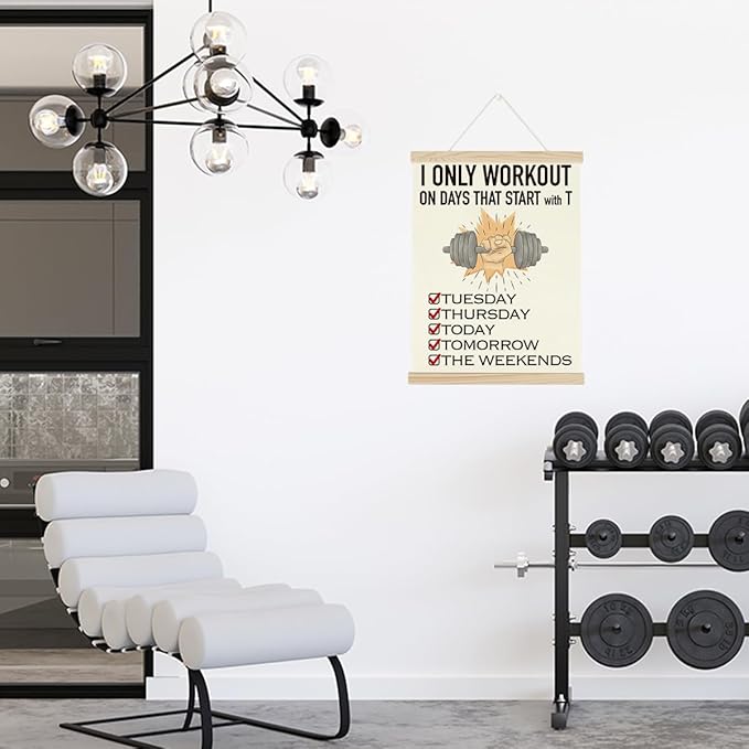 Gym Motivational Posters Funny College Dorm Posters Gifts for Guys Girls Friends I Only Workout on Days That Start with T Gym Flag Wall Art Decor Sign for Home Gym Bedroom Office