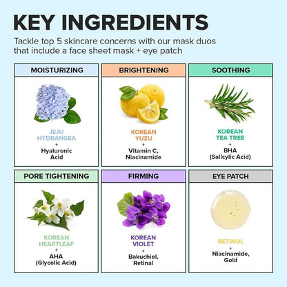 I DEW CARE Glass Skin Facial Sheet Mask Variety Pack – Hot as Sheet | 5 Days Face&Eye Masks Set, Moisturizing Face Masks Skincare, Korean Face Mask, Hydrating Collagen Face Mask, Soothing, 5EA