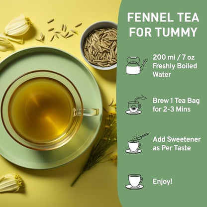 HANDPICK, Fennel Tea Bags (100 Herbal Tea Bags) Caffeine Free, Gluten Free & Non GMO | Round Eco Conscious Teabags | Smooth & Sweet