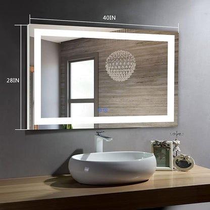 Led Bathroom Mirror with Lights 40 x 28 Inch