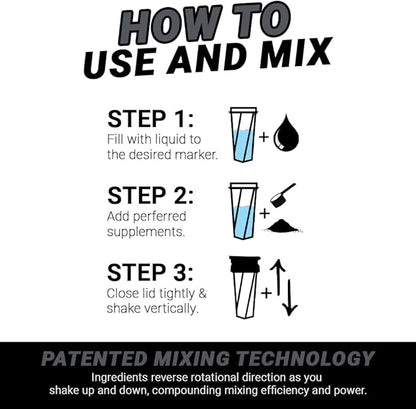 HELIMIX 1.5 Vortex Blender Shaker Bottle Holds Upto 20oz | No Blending Ball or Whisk | USA Made | Portable Pre Workout Whey Protein Drink Shaker Cup | Mixes Cocktails Smoothies Shakes | Top Rack Safe