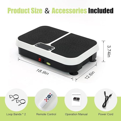 Homesy Vibration Plate Exercise Machine, Vibrating Plate for Lymphatic Drainage, Full Body Shaking Workout Fitness Platform Board, Sport Gym Equipment for Weight Loss Fat Burner for Women Men