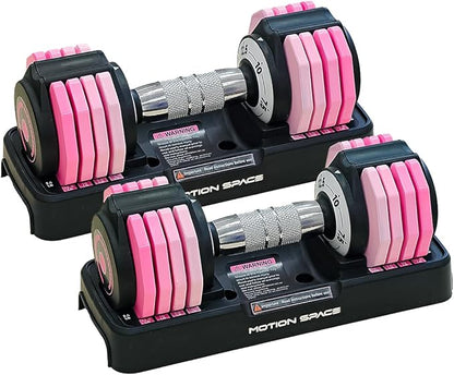 Adjustable Dumbbells Set 12.5LB/22.5LB Pair, 1-Sec Fast Adjustable 5 Weights by Turning Handle, Premium Comfort Non-slip Metal Dumbbells with Tray, Compact Size for Full Body Home Workout