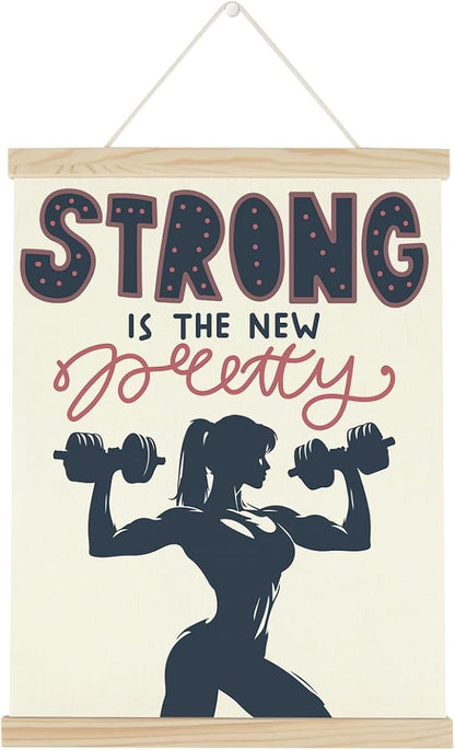 Gym Motivational Posters College Dorm Posters Gifts for Girls Friends Strong is The New Pretty Gym Flag Wall Art Decor Sign for Home Gym Bedroom Office