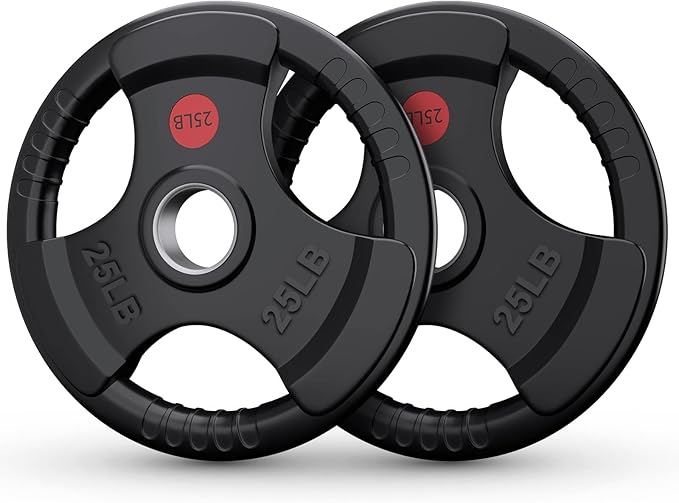 GIKPAL 2-inch Rubber Olympic Grip Weight Plates for Strength Training, Weightlifting in Home & Gym, Barbell Weights Plates Set (2.5/5/10/25/35/45 LB)