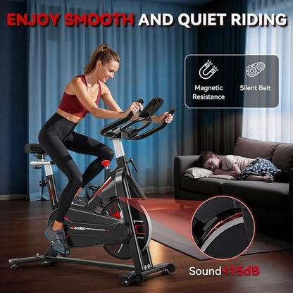 Exercise Bike, WENOKER Magnetic Resistance Stationary Bike for Home, App Supported Indoor Bike with Whisper Quiet, Heavy Flywheel and Upgraded Digital Display