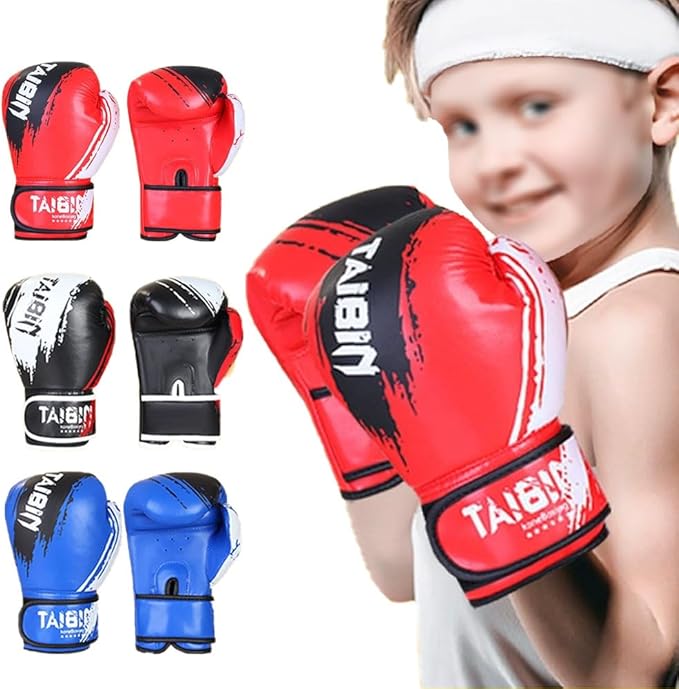 2-in-1 Boxing Gloves and Punching Mitts Set for Kids Youth,6 oz Kids Boxing Gloves and Boxing Pads,Boxing Training Equipment for Punching Bag,Kickboxing,Gift for Boys and Girls