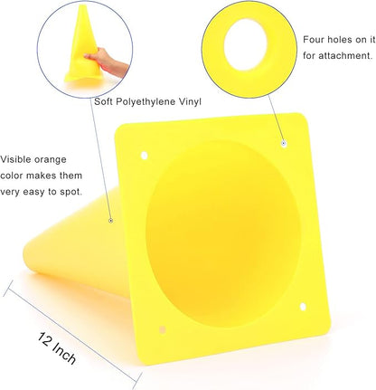 12 Inch Traffic Training Cones, Plastic Safety Parking Cones, Agility Field Marker Cones for Soccer Basketball Football Drills Training, Outdoor Sport Activity & Festive Events - 6 Colors