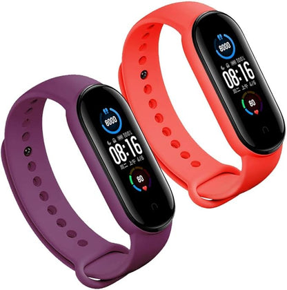 LeongLzt(4/5/8 PACK) Xiaomi Mi 5/6/7 Strap/Amazfit Band 5/6 Replacement Bands for Mi Band 5/6/7 SmartWatch Bands & Amazfit Band 5/6, Skin-Friendly Soft & Flexible Silicone Straps for Male and Female