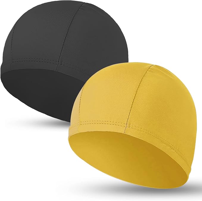 2pcs Cloth Swim Caps for Both Women & Men & Kids Fabric Durable Non-Waterproof Elastic Swimming Pool Cap Bathing Cap for Long and Short Hair