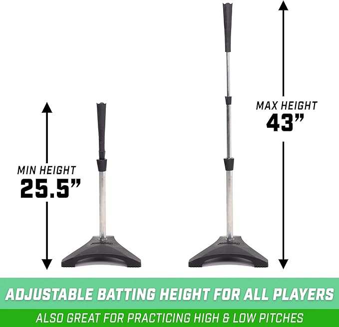 GoSports Baseball & Softball Pro Batting Tee with Heavy-Duty Tripod Base Design and Adjustable Height