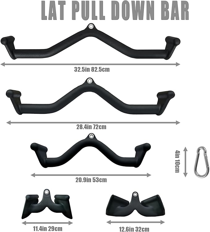 Lat Pulldown Bar - T Bar Row & Tricep Attachment for Home Gym Exercise