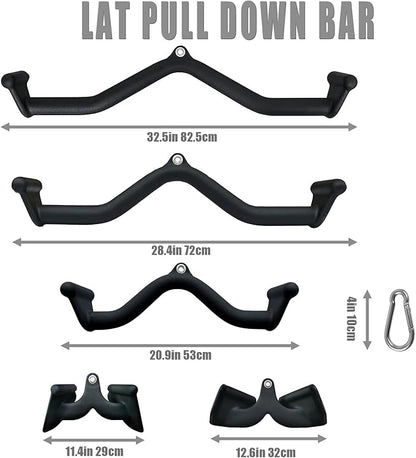Lat Pulldown Bar - T Bar Row & Tricep Attachment for Home Gym Exercise