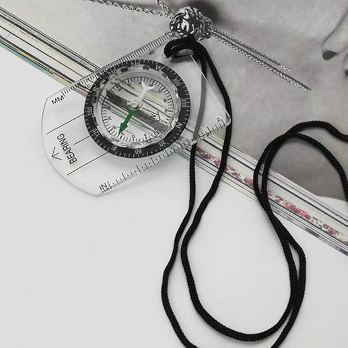 1Pc Black Hiking Backpacking Camping Compass Orienteering Compass