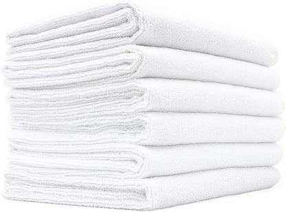 The Rag Company Microfiber Spa and Yoga Towel - Soft and Absorbent Towel for Gym, Spa, Exercise, Hotel, and Resort Use - Dries Fast - 16x27 inches, White, 6-Pack