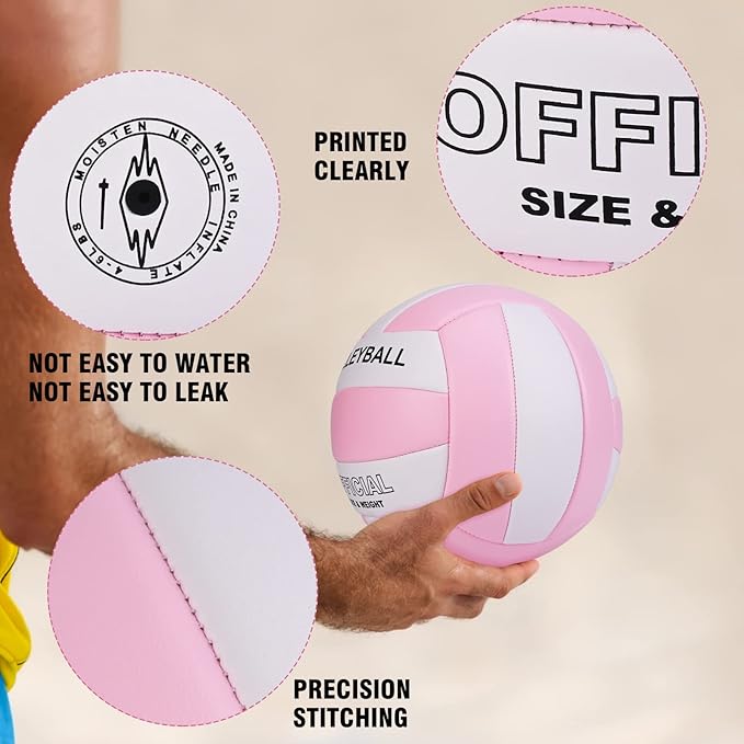 EVZOM Super Soft Volleyball Beach Volleyball Official Size 5 for Outdoor/Indoor/Pool/Gym/Training Premium Volleyballs Equipment Durability Stability Sports Ball