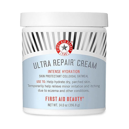First Aid Beauty - Ultra Repair Cream, Intense Hydration Whipped Colloidal Oatmeal, Clinically Proven to Strengthen Skin Barrier in 7 Days & Helps Relieve Eczema, Luxury Face & Body Moisturizer, 14 oz
