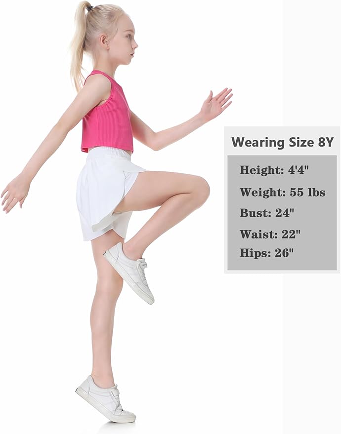 EXARUS Girls Butterfly Shorts Flowy Dance Skirt Cheer Skorts Athletic Tween Clothes Teen Preppy Outfits Flutter Kids