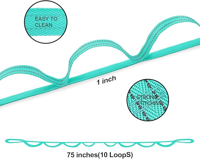 Premium Durable Stretch Straps with Loops, Stretching Strap for Physical Therapy, Multi-Loop Yoga Strap Fitness Exercise Strap for Yoga, Pilates, Dance, Flexibility&Exercise