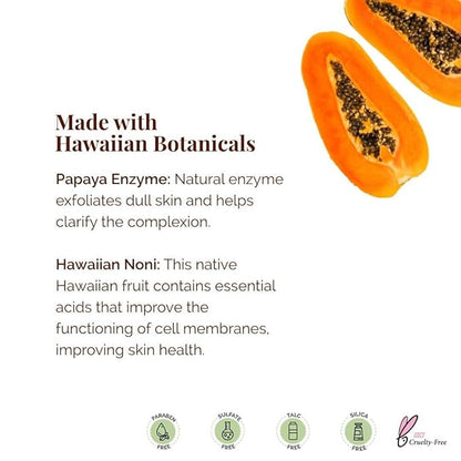 Hanalei Papaya Powder Face Cleanser - Gentle Daily Exfoliating Wash, Hydrating Non-Stripping Formula for All Skin Types - Travel-Friendly - Cruelty-Free & Paraben-Free, 60g