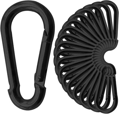 30Pack Carabiner Clips Heavy Duty, 4” Large Spring Snap Hooks Bulk, Galvanized Black 3/8” Carabiners for Camping, Solid Spring Clips for Home Gym Hanging Hammocks Swing Hiking-1100lbs Holding Capacity