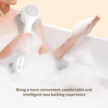 Electric Body Brush Back Scrubber for Shower, Waterproof Long Dual Handle Power Body Scrubber with 3 Heads, Rechargeable Bath Brush & 2 Speeds, for Cleansing, Exfoliating and Massaging Skin