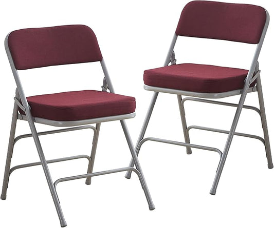 BOOSDEN Padded Folding Chair 2 Pack, Foldable Chair with Thick Cushion, Heavy Duty Metal Folding Chair for Outdoor & Indoor & Dining & Party, Red