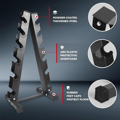 RITFIT 300/350/450/650/180/200/210 LB Rubber Hex Dumbbells Set with Optional Dumbbell Rack, Multi Weight Set to Choose, Ideal for Home Gym and Fitness