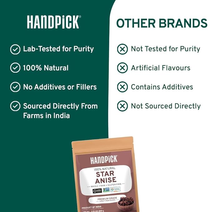 HANDPICK Star Anise Whole (200g/7oz) Gluten Free, 100% Raw Whole Chinese Pods, Premium Quality, Direct from Source, Packed in Resealable Zip Lock Pouch
