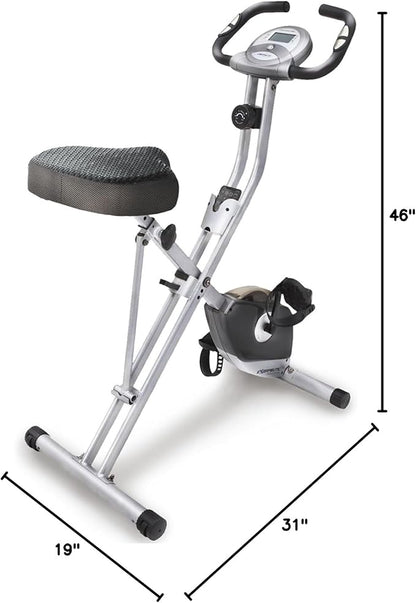 Exerpeutic Foldable Exercise Bike, 8 levels of Resistance Stationary Bicycle with Airsoft Seat, LCD Display to Track Distance, Calories, Time and Speed